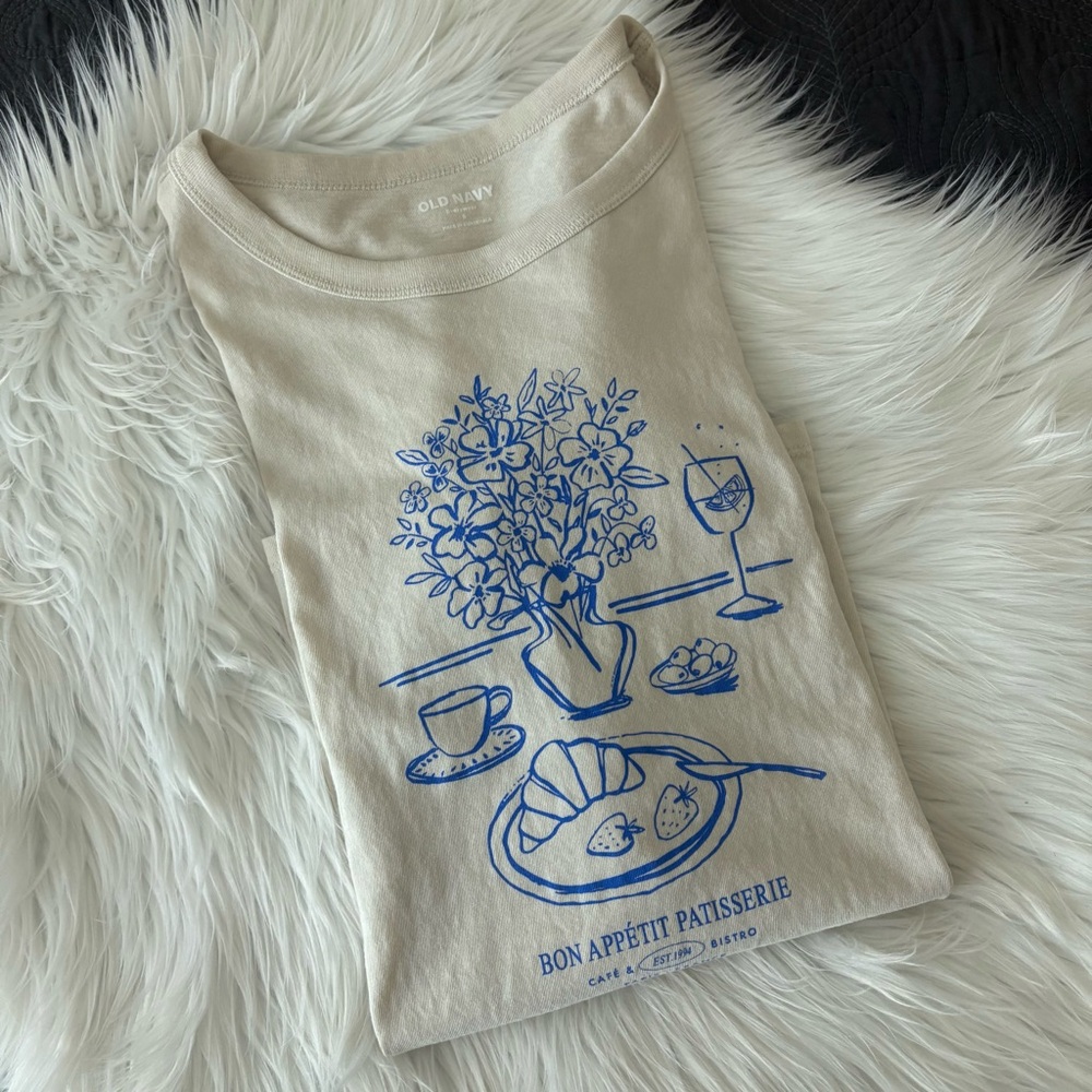 Old Navy French Breakfast Bon Appétit Patisserie Croissant Tee